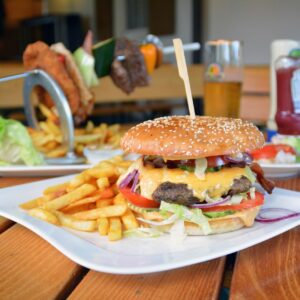 hamburger, fries, burger, food, cheese burger, fast food, meal, yummy, burger, burger, burger, burger, burger